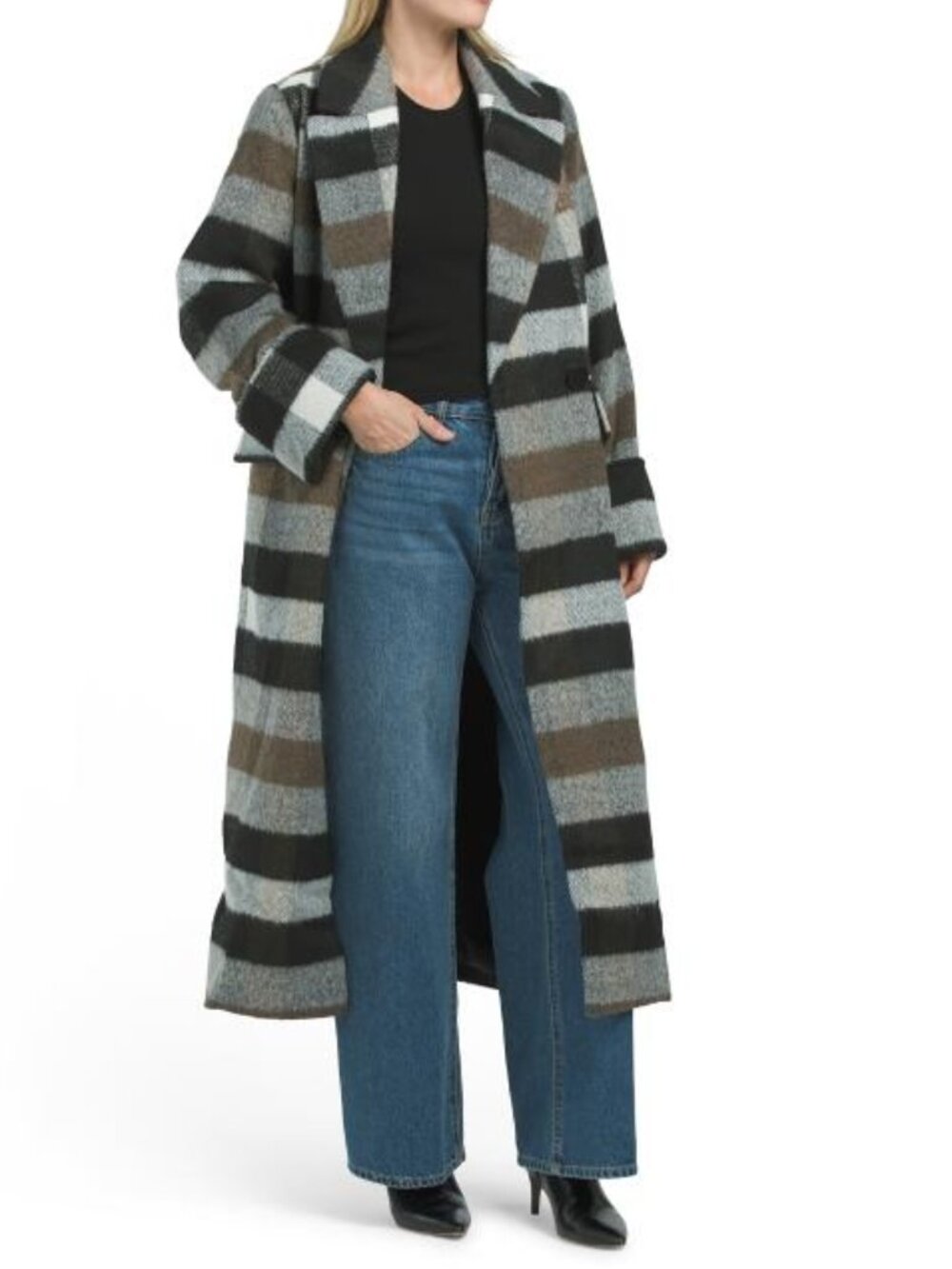 NVLT Double Breasted Maxi Length Boyfriend Jacket
